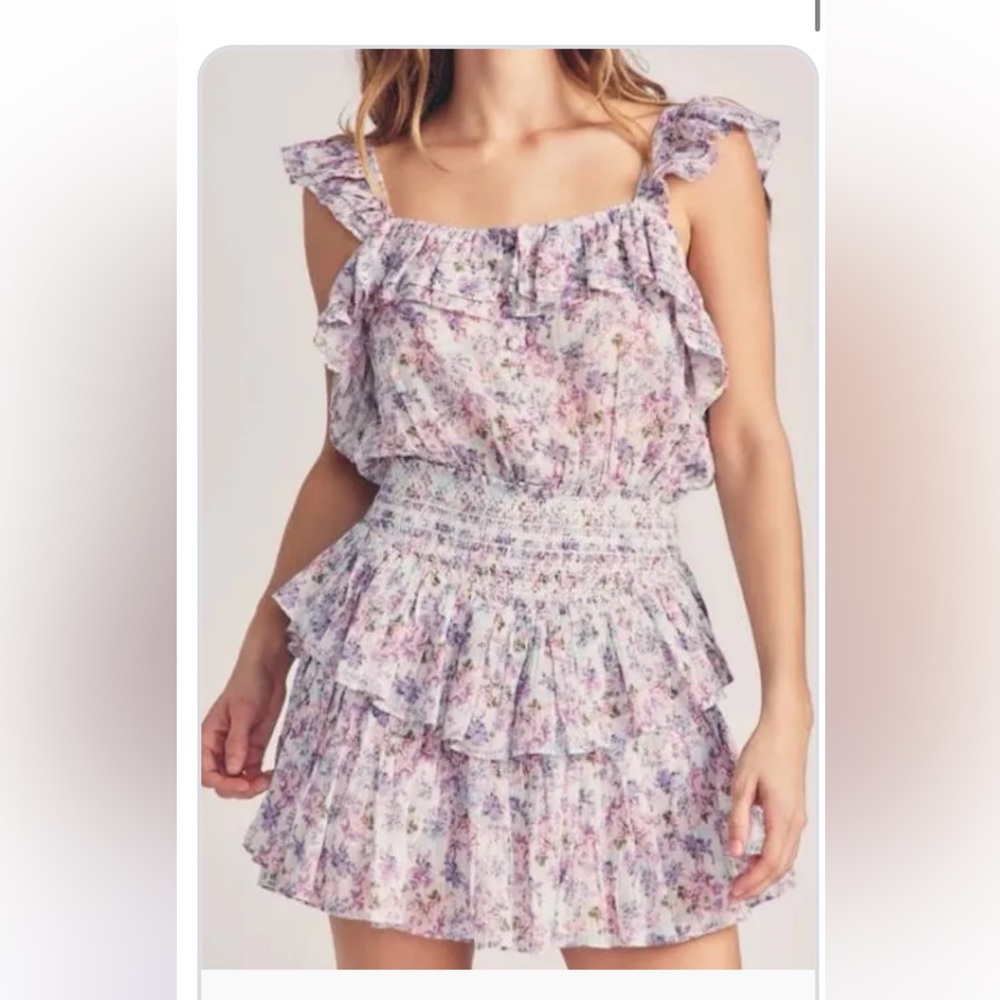 LoveShackFancy Size Medium
Floral Ruffle Dress with Smocked Waist
